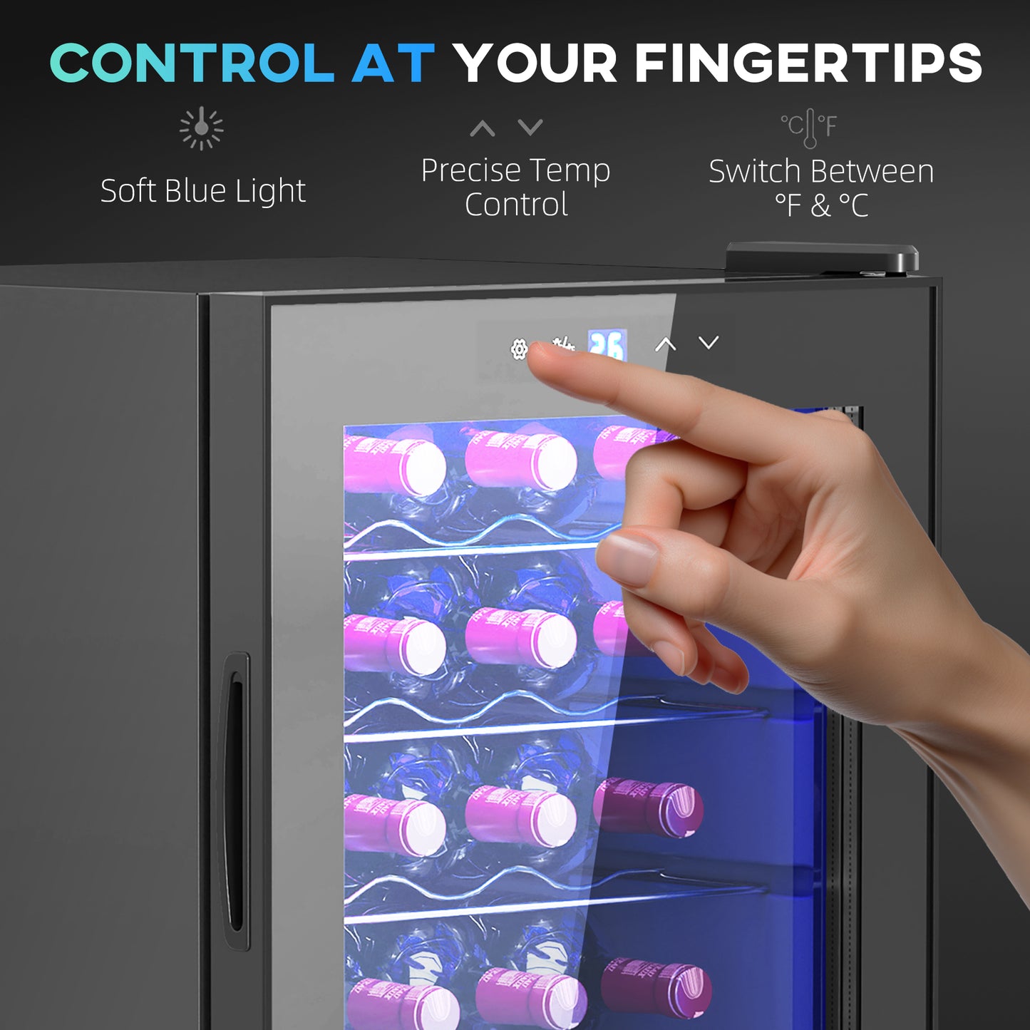 20 Bottle 5-18℃ Countertop Wine Fridge - Black