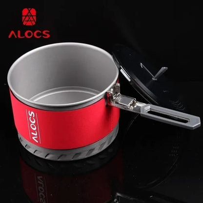 Alocs 1.3/2.3 L Fast-Heating Outdoor Picnic Camping Cookware Utensils Pot with Bowl Cup