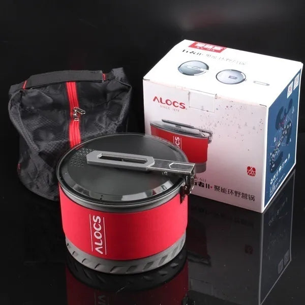 Alocs 1.3/2.3 L Fast-Heating Outdoor Picnic Camping Cookware Utensils Pot with Bowl Cup