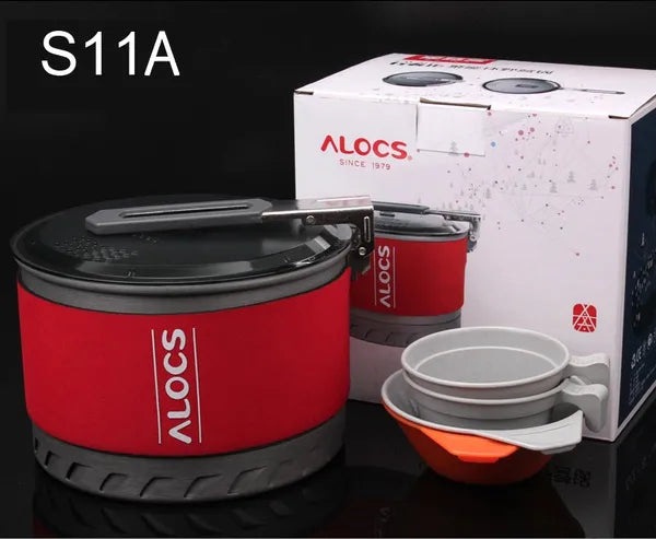 Alocs 1.3/2.3 L Fast-Heating Outdoor Picnic Camping Cookware Utensils Pot with Bowl Cup