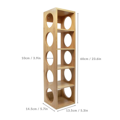 Maison & White Bamboo Wine Rack | 5 Bottle Holder | Wall Mounted or Freestanding | Vertical & Horizontal Storage | Natural Bamboo, 60cm