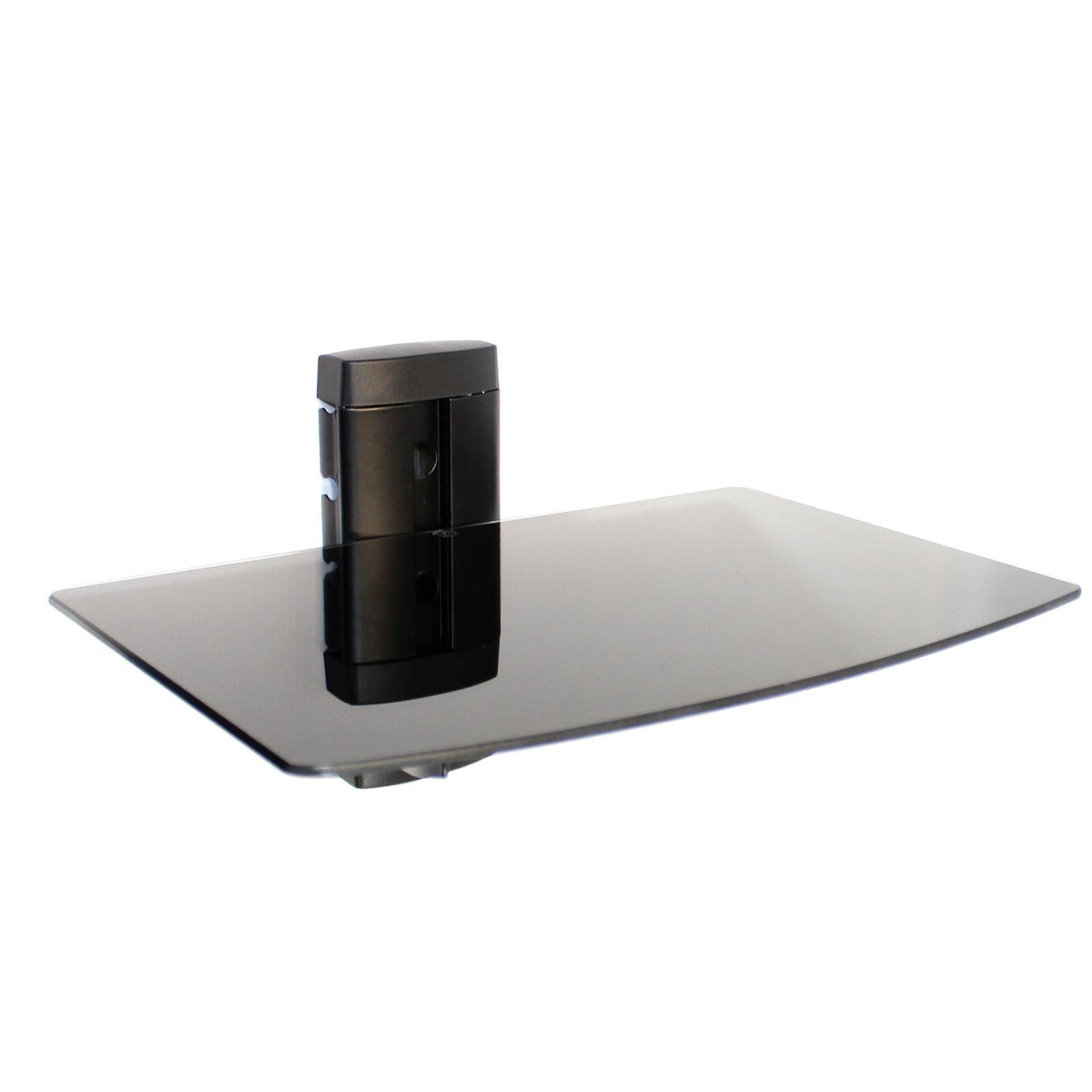 Maison & White Tempered Black Glass Floating Shelf 1 Tier | Integrated Cable Management | 36x25x20.5cm | Holds 10kg | Gaming Console DVD Speaker Router | Fixings Included | 2-Year Warranty