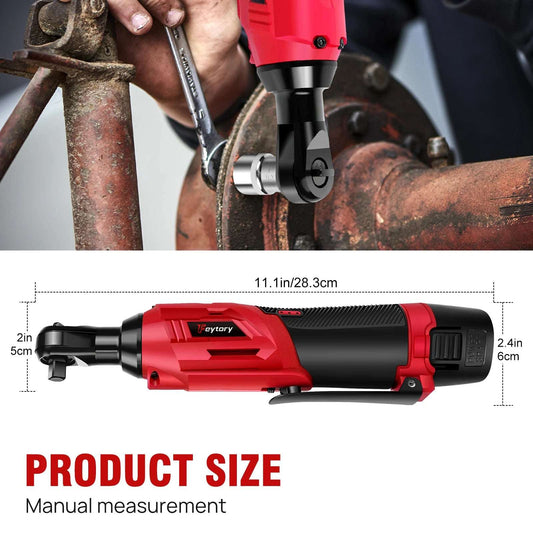200Nm Cordless Angle Ratchet Wrench 7 Piece Socket Set 90° With 2 X 1500Mah Lithium-Ion Batteries