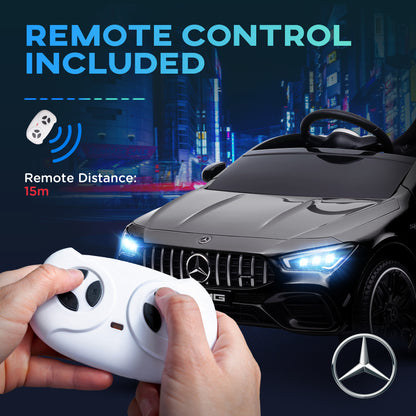Mercedes-AMG CLA 45 Licensed 12V Kids Electric Car Ride on Car w/ Remote, Suspension Lights Music Horn - Black