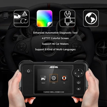 ANCEL FX2000 OBD2 Car Diagnostic Scan Tool Machine - Engine/ABS/SRS/Transmission Automotive OBDII Scanner Vehicle Code Reader 10 Function