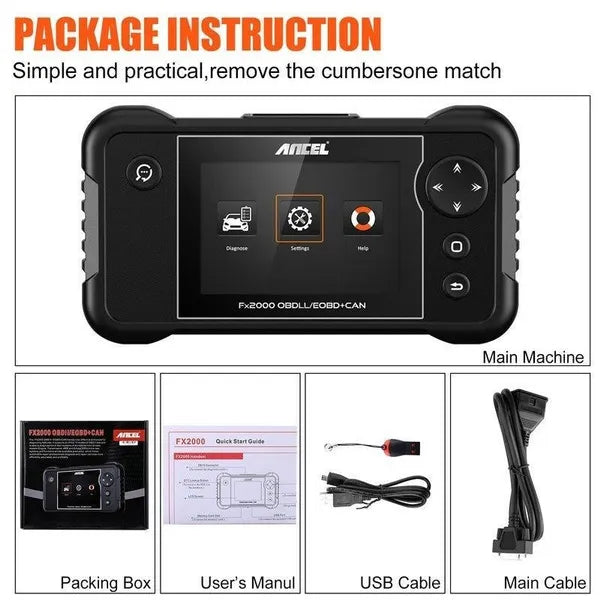 ANCEL FX2000 OBD2 Car Diagnostic Scan Tool Machine - Engine/ABS/SRS/Transmission Automotive OBDII Scanner Vehicle Code Reader 10 Function