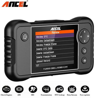 ANCEL FX2000 OBD2 Car Diagnostic Scan Tool Machine - Engine/ABS/SRS/Transmission Automotive OBDII Scanner Vehicle Code Reader 10 Function