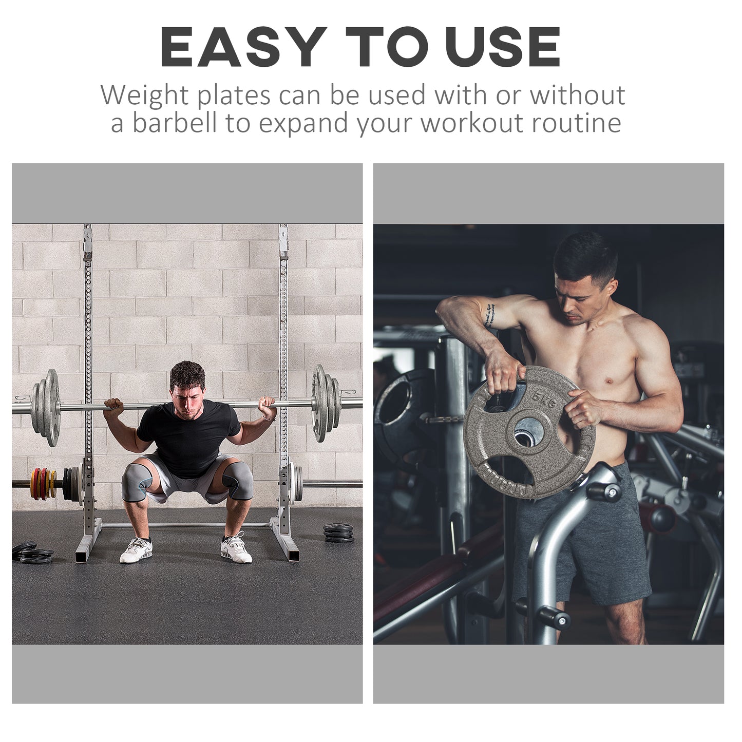 Set of 6 Cast Iron Olympic Weight for 2"/5cm Hole Dumbbell Handle Bar 35kg Dumbbell Plates Barbell Weight 2 x 5kg, 2 x 2.5kg, 2 x 10kg