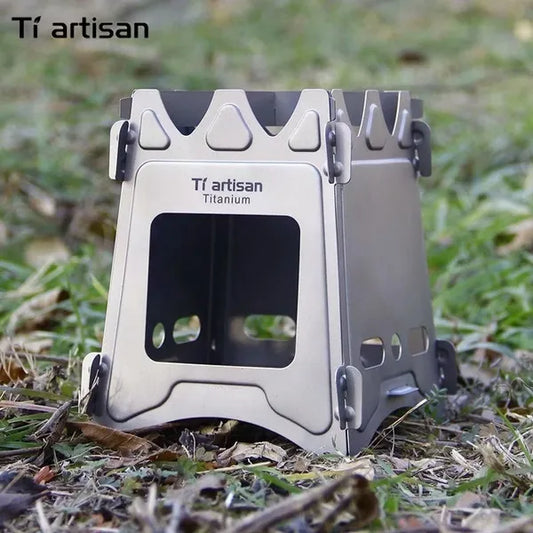Tiartisan Ultralight Titanium Wood Outdoor Camping Stove Multi-fuel Stove Alcohol Barbecue Picnic Stove