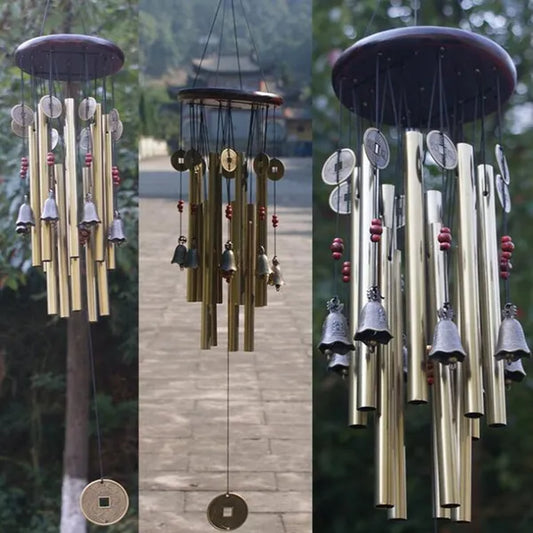 Solid Wood Bronze Wind Chimes Metal Multi-tube Anti-rust Natural Sound Ornaments