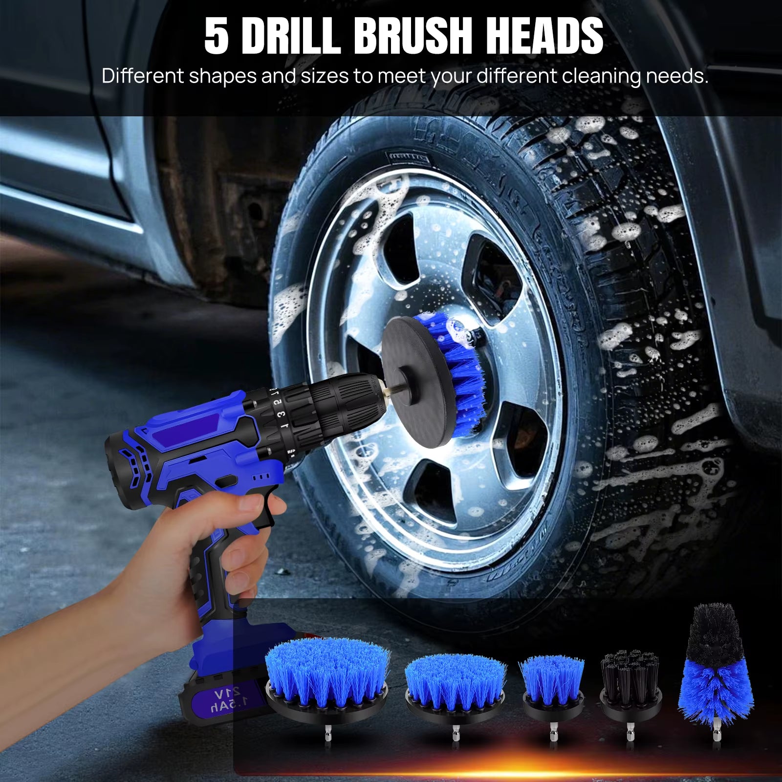 29 Piece Car Detailing Kit, Car Cleaning Kit For Cleaning Wheels, Interior, Exterior, Leather, Dashboard, Vents, Blue