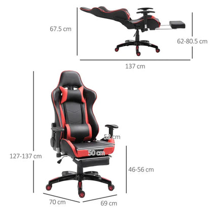Gaming Executive Luxury Office Work Chair, PU Leather-Red