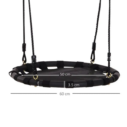 60Cm Kids Hanging Tree Swing Nest Seat Metal Frame Backyard Playground Black