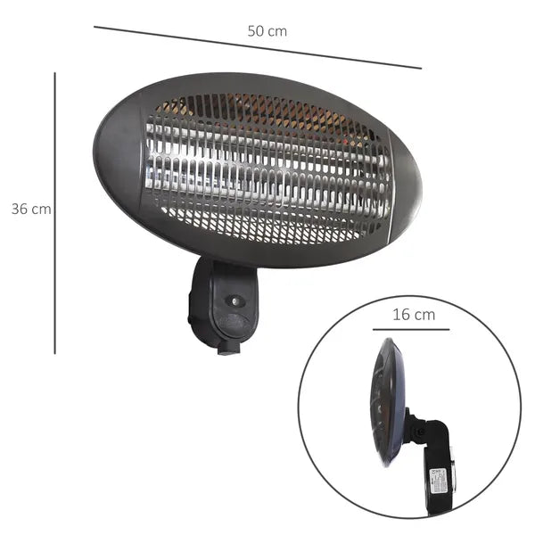 Outdoor Living Garden 2kw Wall Mounted Electric Heating Infrared Patio Heater Warmer Aluminium Tilt Angle Waterproof