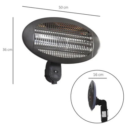 Outdoor Living Garden 2kw Wall Mounted Electric Heating Infrared Patio Heater Warmer Aluminium Tilt Angle Waterproof