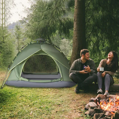 Outsunny 3 Man Pop Up Garden Tent Camping Gazebo 210W x 210L x 140H Cm  Dark Green