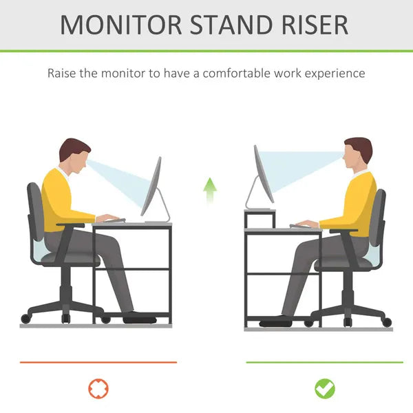 Natural Eco Wood Bamboo Desktop / Monitor Riser With Drawer, 49Lx25.5Wx11.5H Cm