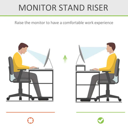 Natural Eco Wood Bamboo Desktop / Monitor Riser With Drawer, 49Lx25.5Wx11.5H Cm
