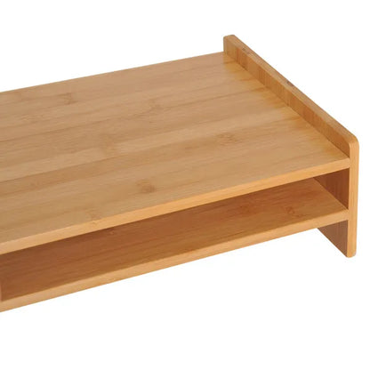 Natural Eco Wood Bamboo Desktop / Monitor Riser With Drawer, 49Lx25.5Wx11.5H Cm