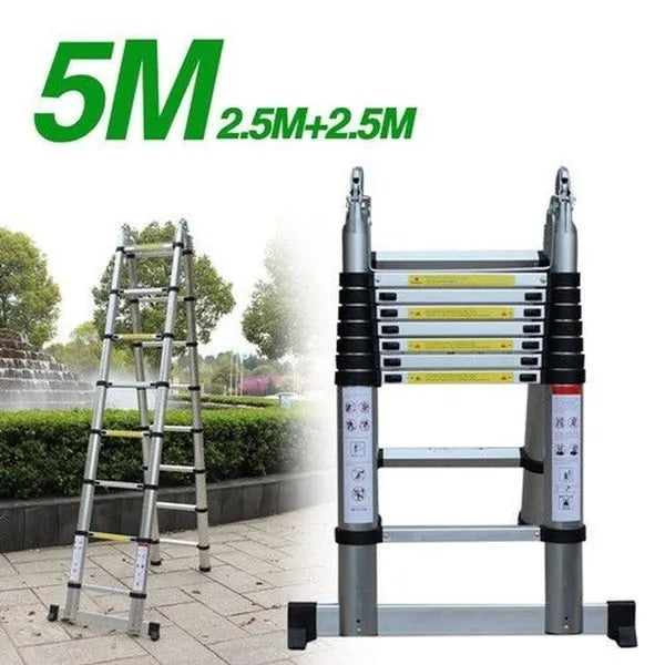 Extendable A Frame Multi Purpose 5m Telescopic Ladder Extendable A-Frame Ladder Steps ...