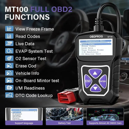 OBDPROG MT100 OBD2 Automotive Scanner For Car Code Reader Scanner Tools Auto OBD 2 Diagnostic Tool