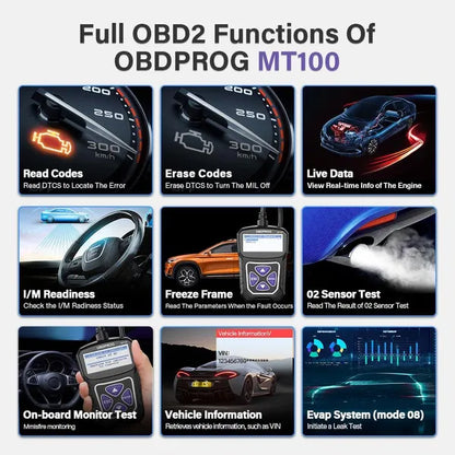 OBDPROG MT100 OBD2 Automotive Scanner For Car Code Reader Scanner Tools Auto OBD 2 Diagnostic Tool