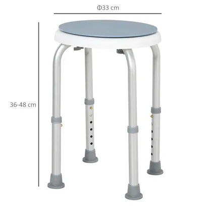 Aluminium 360 Degree Anti Slip Safety Swivel Shower Bathroom Stool Seat Chair Blue White