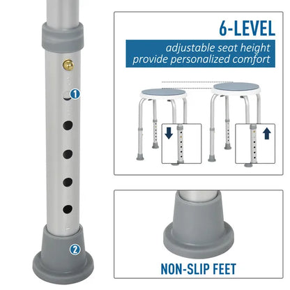 Aluminium 360 Degree Anti Slip Safety Swivel Shower Bathroom Stool Seat Chair Blue White