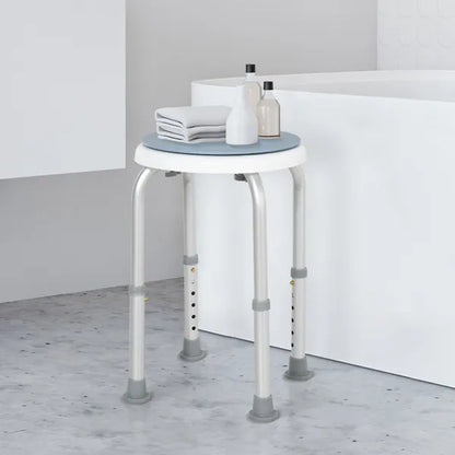 Aluminium 360 Degree Anti Slip Safety Swivel Shower Bathroom Stool Seat Chair Blue White