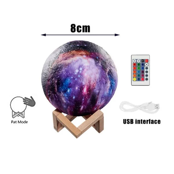LED Galaxy Moon Lamp Moon Night Light Kids Night Light 16 Colour Change Touch and Remote Control Galaxy Light