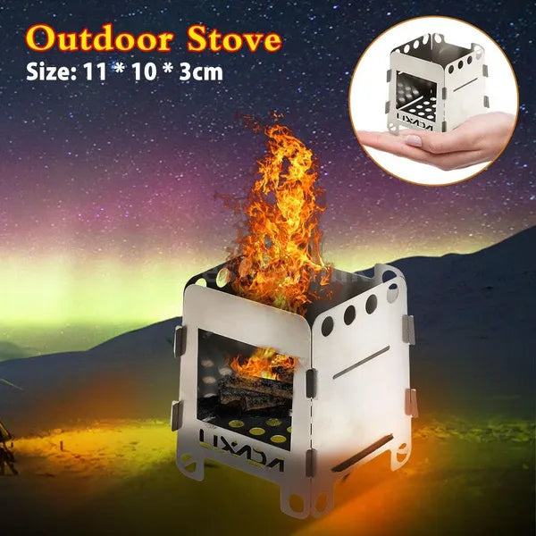 Lixada Portable Stainless Steel Lightweight Wood Stove Outdoor Cooking Picnic Camping Backpacking Burner