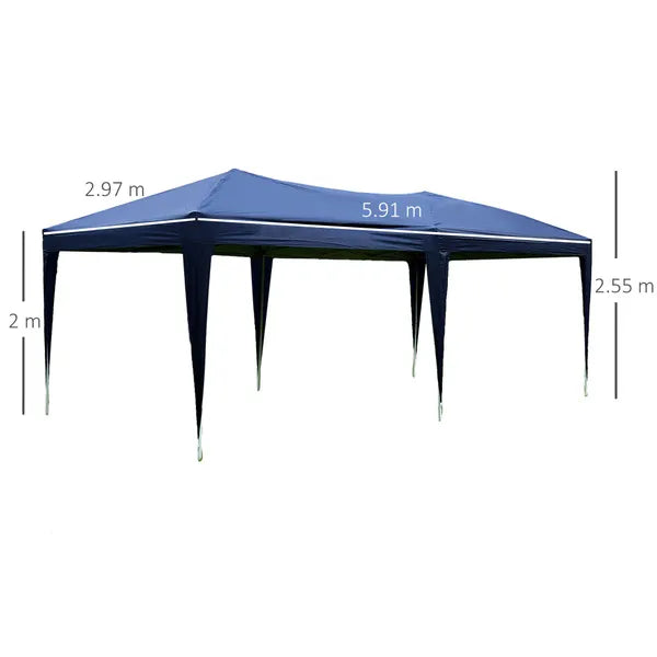 Outdoor 3 X 6M Garden Heavy Duty Water Resistant Pop Up Gazebo Marquee Party Tent Wedding Canopy Awning-Blue