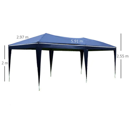 Outdoor 3 X 6M Garden Heavy Duty Water Resistant Pop Up Gazebo Marquee Party Tent Wedding Canopy Awning-Blue