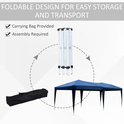 Outdoor 3 X 6M Garden Heavy Duty Water Resistant Pop Up Gazebo Marquee Party Tent Wedding Canopy Awning-Blue