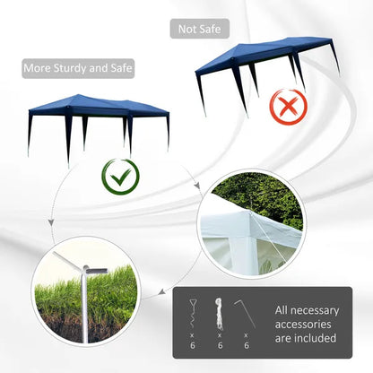 Outdoor 3 X 6M Garden Heavy Duty Water Resistant Pop Up Gazebo Marquee Party Tent Wedding Canopy Awning-Blue