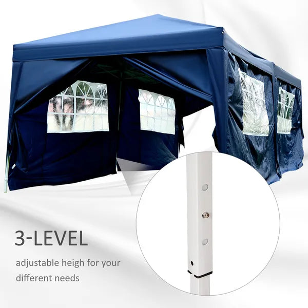 Outdoor 3 X 6M Garden Heavy Duty Water Resistant Pop Up Gazebo Marquee Party Tent Wedding Canopy Awning-Blue
