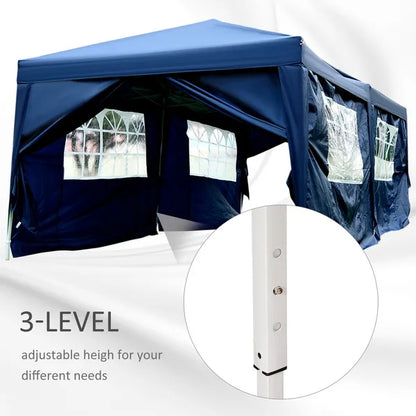 Outdoor 3 X 6M Garden Heavy Duty Water Resistant Pop Up Gazebo Marquee Party Tent Wedding Canopy Awning-Blue