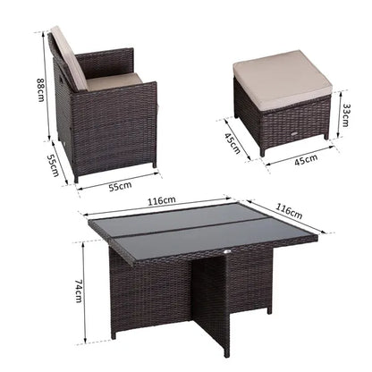 8 Seater Dining Set With Cushions Outdoor Garden Furniture Lounge Set Colour: Brown