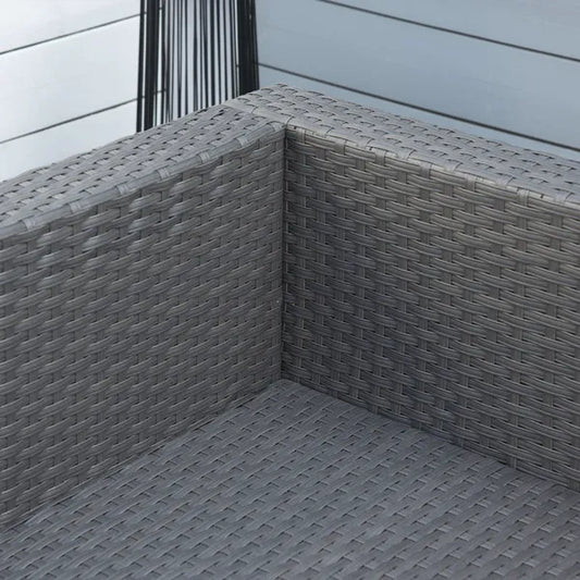 Outdoor 9-Seater Garden Rattan Furniture 10 Piece Corner Dining Sofa Set Grey Dusty Blue Cushions