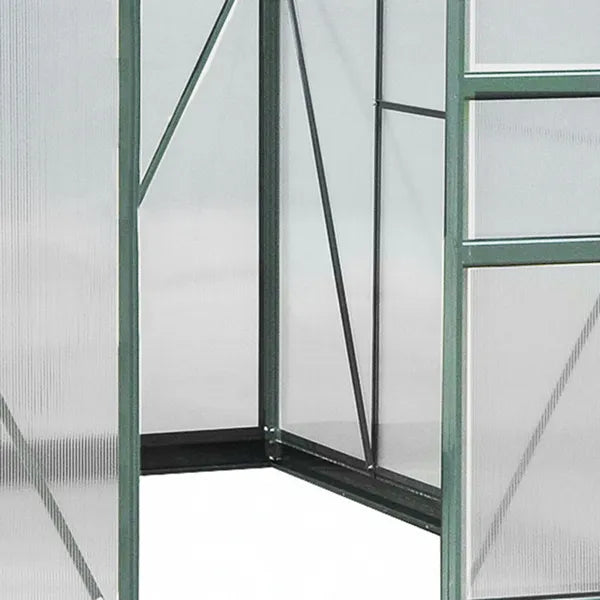 Clear Polycarbonate Greenhouse Large Walk-In Green House Garden Plants Grow Galvanized Base Aluminium Frame W/Slide