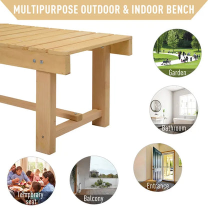 Outdoor Indoor Garden Wooden 2 Seater Bench Patio Loveseat Fir 110L X 38W X 35H Cm Natural