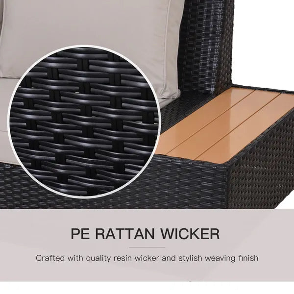 Outdoor 4 Piece Sectional Rattan Sofa Garden Furniture Set Coffee Table Chairs Loveseat With Cushion Patio Area