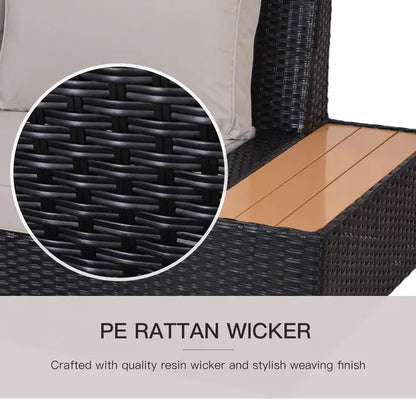 Outdoor 4 Piece Sectional Rattan Sofa Garden Furniture Set Coffee Table Chairs Loveseat With Cushion Patio Area