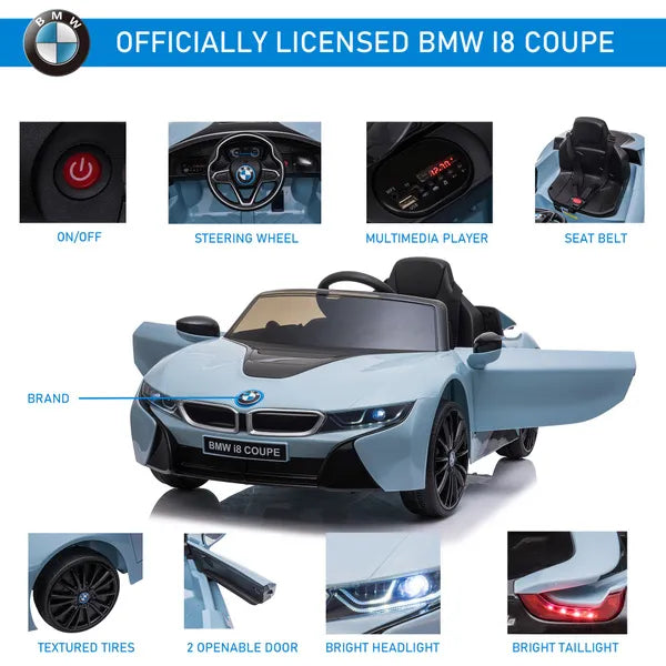 Electric Kids Ride On Car 6V Battery Powered Toy With Remote Control Blue BMW I8 Coupe