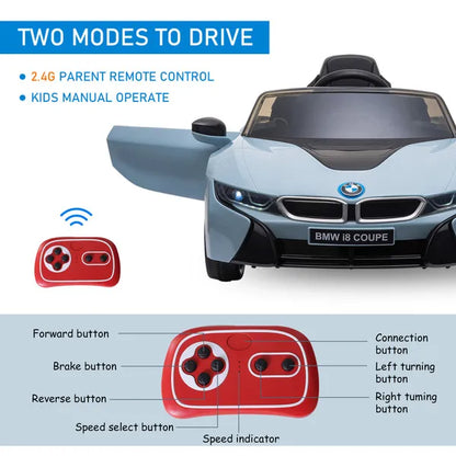 Electric Kids Ride On Car 6V Battery Powered Toy With Remote Control Blue BMW I8 Coupe