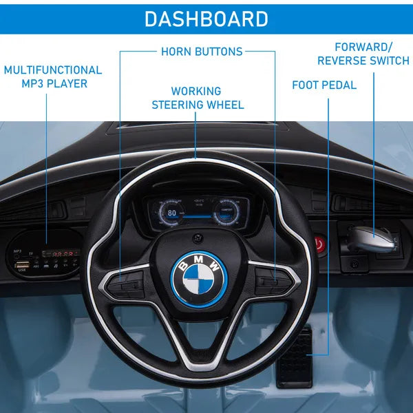Electric Kids Ride On Car 6V Battery Powered Toy With Remote Control Blue BMW I8 Coupe
