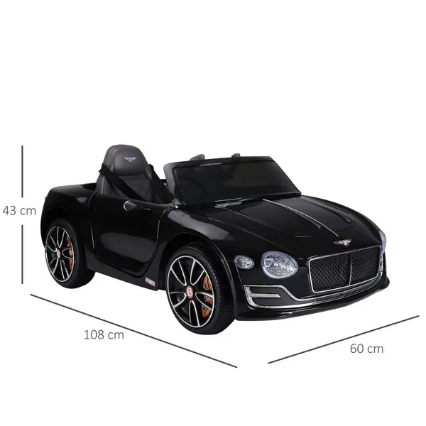 Kids Bentley Electric Ride on Car With LED Lights, Music & Parental Remote Control - Black