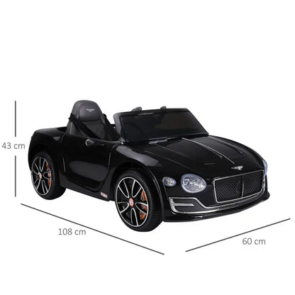 Kids Bentley Electric Ride on Car With LED Lights, Music & Parental Remote Control - Black