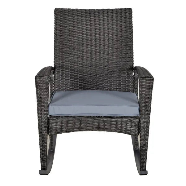 Outsunny Pe Rattan Outdoor Garden Rocking Chair W/ Cushion Grey