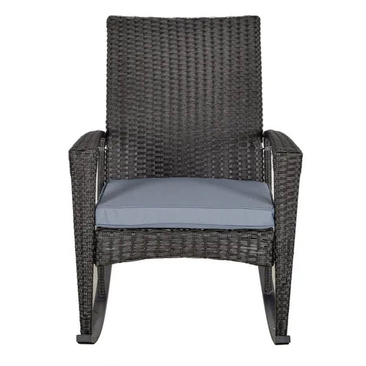 Outsunny Pe Rattan Outdoor Garden Rocking Chair W/ Cushion Grey